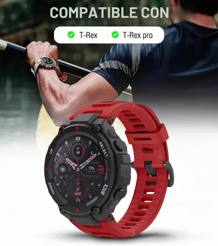 Vista 2 de MoKo Sport Band Compatible with Amazfit T-Rex/T-Rex Pro Rojo