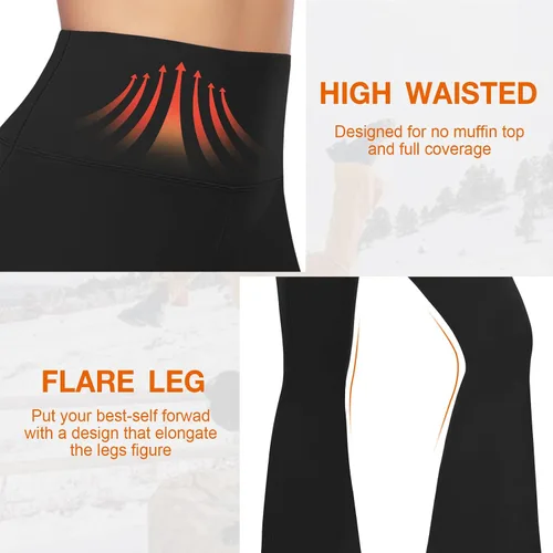 Vista 5 de Pantalones de yoga con corte de bota para mujer, leggings acampanados para mujer, cintura alta, cruzado, entrenamiento, salón, parte inferior