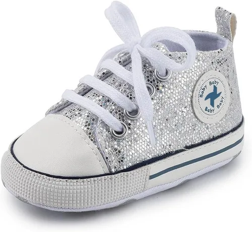 Vista 6 de Zapatos de lona para bebés recién nacidos, suela suave, para los primeros pasos, zapatos planos para niños pequeños, zapatos de mezclilla unisex