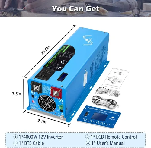 Vista 6 de Cargador inversor de 4000 W 12 V, pico de 12000 W, entrada de 240 VCA, salida de 120 V/240 Vac fase dividida, baja frecuencia, inversor de onda