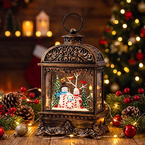 Vista 15 de Linterna de globo de nieve de Navidad con Clara y la Suite Cascanueces, escena operada por batería o USB, luz musical, decoración festiva iluminada