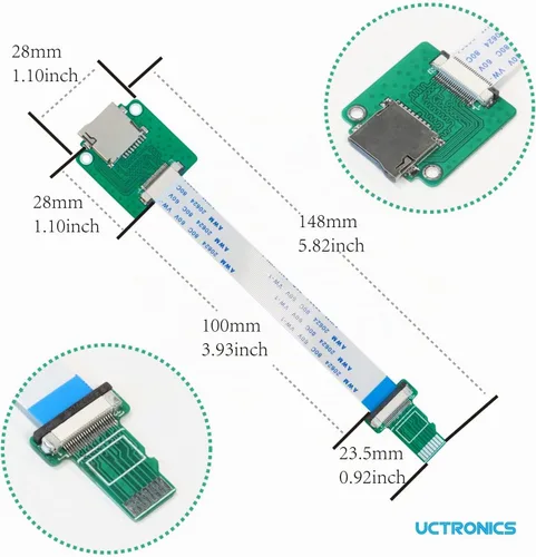 Vista 2 de UCTRONICS Extensor flexible micro SD macho a hembra, adaptador de cable de extensión de tarjeta micro SD de 5.9 pulgadas compatible con Raspberry