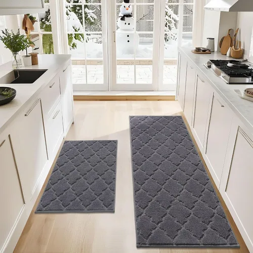 Vista 18 de COSY HOMEER Alfombras suaves de cocina [2 piezas] para el frente del fregadero súper absorbentes, tapetes y tapetes de cocina de 20 x 30 pulgadas/20