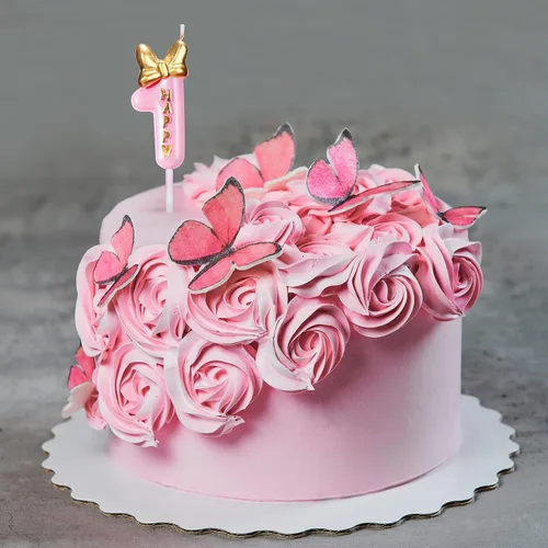 Vista 6 de Nuanchu Vela Rosa Número 1 para Niña Feliz Cumpleaños Decoración Superior, para Pastel de Cumpleaños Repostería Celebración Reuniones Aniversario