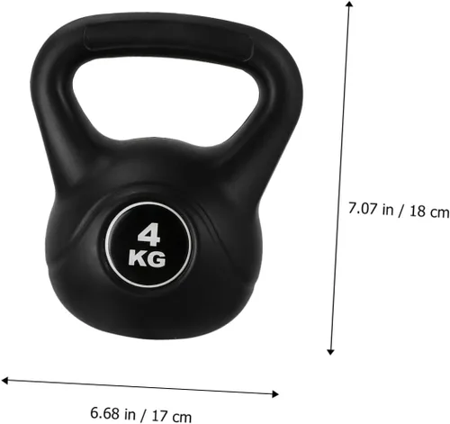 Vista 3 de NOLITOY Pesa rusa negra con mango antideslizante de PVC para entrenamiento de fuerza de fitness en el hogar, pesas rusas fijas de plástico PE
