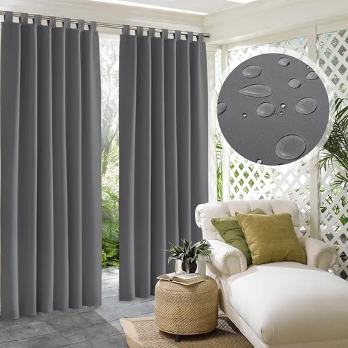 Vista 25 de RYB HOME Cortinas para Exteriores para Patio - 2 Paneles Cortinas para Exteriores Desmontables con Parte Superior Adhesiva Impermeables Opacas