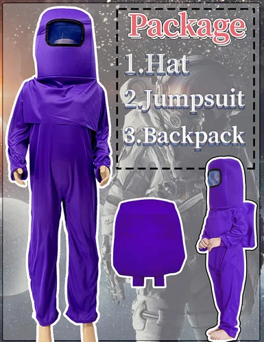 Vista 2 de Disfraz de astronauta para niños, traje espacial rojo y azul, overol de Halloween, mochila de cosplay, disfraces para niños de 3 a 10 años