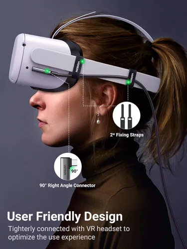 Vista 4 de UGREEN Cable Link compatible con Oculus Quest 2Pico 4 y PCSteam VR, cable de auriculares VR Link de 16 pies con transferencia de alta velocidad