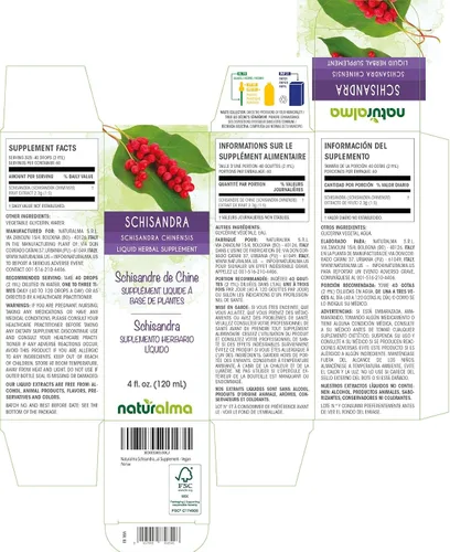 Vista 2 de Naturalma Schisandra (Schisandra chinensis) Tintura de frutas sin alcohol - Extracto líquido en gotas de 4 onzas líquidas - Suplemento de hierbas