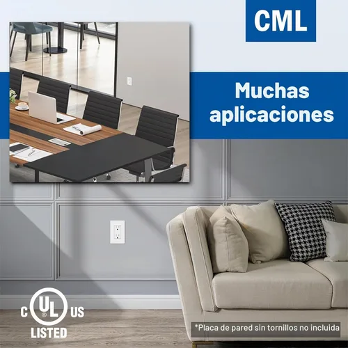 Vista 7 de CML 15 Amp Decorator - Salida de pared resistente a manipulaciones, paquete Blanco satinado