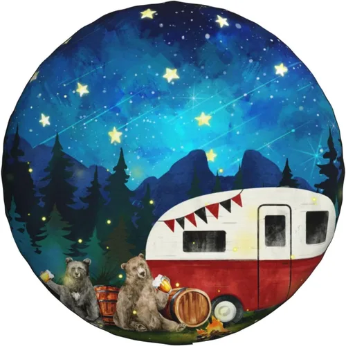 Vista 18 de Cool Campers - Cubierta de neumático de repuesto para remolques de viaje, impermeable, protección solar UV, se adapta a camiones, SUV, cubiertas