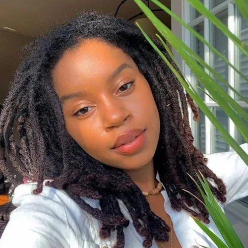 Vista 22 de Loc - Extensiones de cabello humano de 0.2cm de ancho, 4 pulgadas, 10 hebras de color negro natural, completamente hechas a mano, permanentes, se