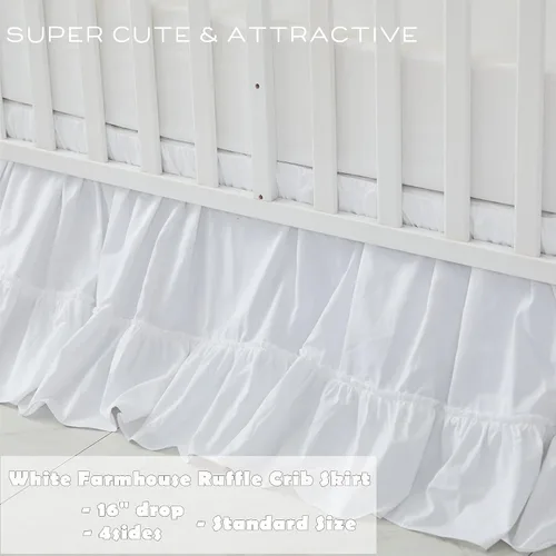 Vista 6 de Brandream Juego de ropa de cama de 3 piezas para cuna, estilo bohemio, bohemio, bohemio, para bebé, niña, niño, color sólido, blanco, elegante