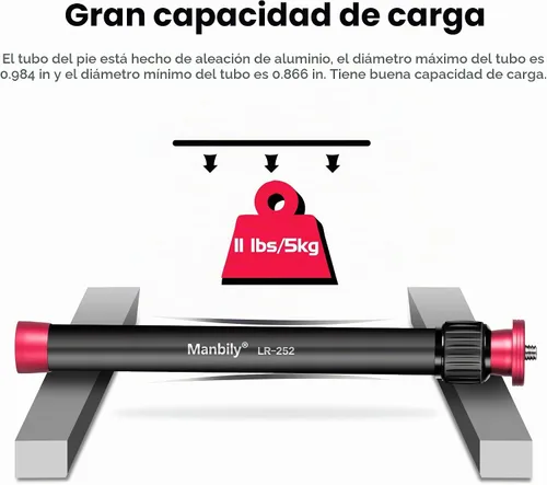 Vista 4 de Manbily Poste de extensión de cardán de aluminio trípode columna central barra de extensión 1/4 "rosca 2 sección tubo para DJI OSMO móvil 2 Zhiyun