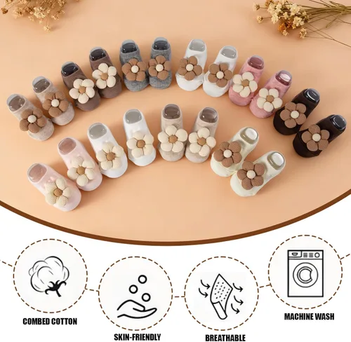 Vista 5 de Calcetines de algodón con agarre antideslizante para bebés, bebés, niñas, regalos para niñas