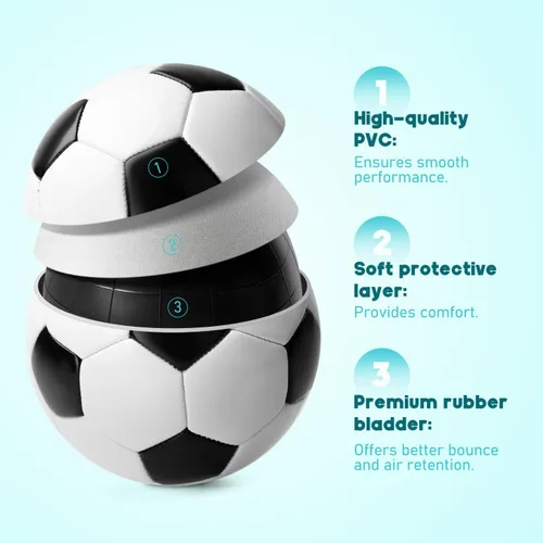 Vista 4 de Soccer Ball Size 5 Size 4 Size 3 Size 2 with Pump Deflated - 2 Pack Standard Indoor Outdoor Training Ball Black and White - Gift for Adult Youth