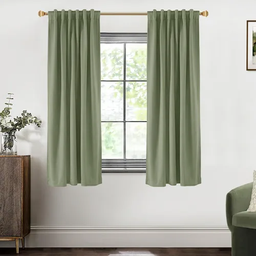 Vista 8 de SHINELAND Cortinas opacas cortas para ventanas de dormitorio, cortinas de baño, 45 pulgadas de largo