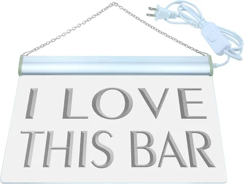 Vista 2 de ADVPRO J707-b - Letrero de luz de neón con texto en inglés "I Love This Bar Pub Beer Gift