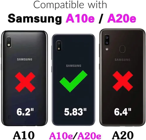 Vista 2 de Asuwish Funda de teléfono para Samsung Galaxy A10e con protector de pantalla de vidrio templado y soporte delgado, híbrida, resistente, funda