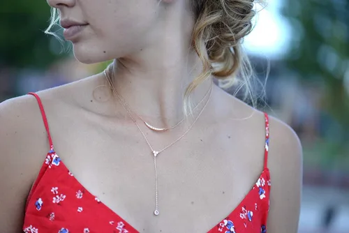 Vista 3 de espere Collar de plata de ley con circonita cúbica para mujer, collar con triple circonita cúbica en forma de Y