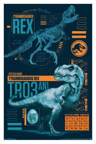 Vista 8 de Trends International Jurassic World: Fallen Kingdom - Póster de pared T-Rex, 14.725 x 22.375 pulgadas, versión enmarcada de madera de granero