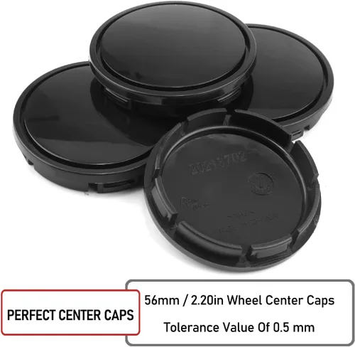 Vista 6 de RTRHINOTUNING - Tapas centrales de rueda de 2.2 pulgadas/56 mm compatibles con tapas centrales para aros de Golf Jetta Beetle, 1J0601171, DI: Negro