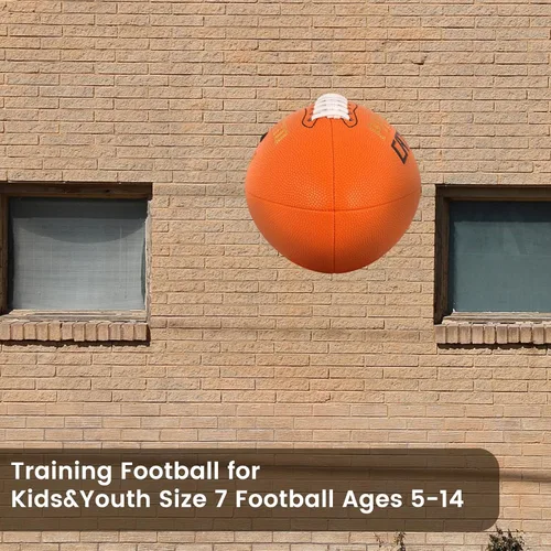 Vista 8 de KUYOTQ PassCatch Training Football, Kids Size 6(Ages 5-10) Youth Size 7(Ages 8-13) Official Size 9(Ages 13+) Fatherless Bounce Back Composite Naranja