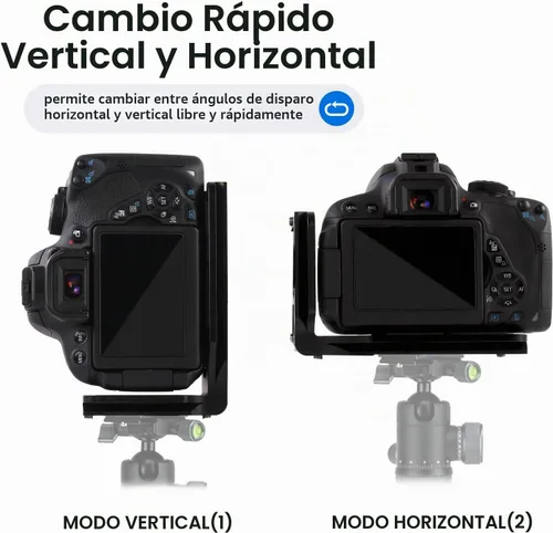 Vista 3 de Cámara con soporte en L para DSLR vertical horizontal Trípode de liberación rápida Compatible con Canon Nikon Sony DJI Osmo Ronin Zhiyun