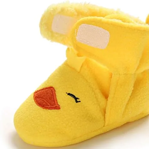 Vista 3 de iDzn Botines de forro polar para bebés y niñas, diseño de elefente, zorro, pato, panda, oveja, zapatos para recién nacidos, calzado para bebés