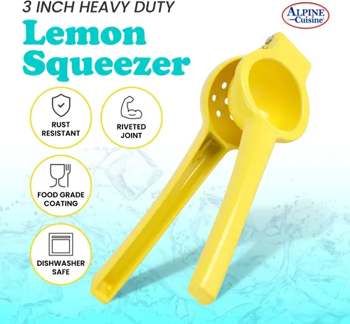 Vista 3 de Alpine Cuisine Exprimidor de limón resistente de 2.95 pulgadas – Exprimidor manual de cítricos de aluminio, prensa manual de cítricos, prensa