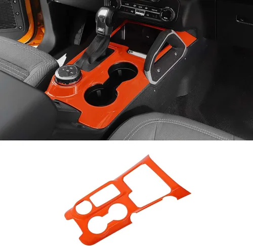 Vista 14 de RAZPOY Ajuste de panel de cambio Panel de centro de consola Portavasos Compatible con Ford Bronco Sport 2021-2024, Negro