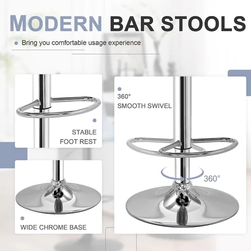 Vista 22 de VECELO Juego de 2 taburetes de bar ajustables, taburetes de altura de barra para encimera de cocina