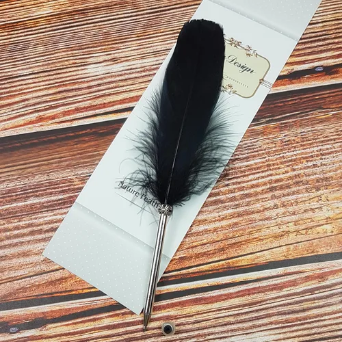 Vista 6 de SpyShop Bolígrafo de plumas, tinta negra, pluma vintage, pluma chapada refinada, bolígrafo para escritura escolar, regalo de boda, bolígrafo de Negro
