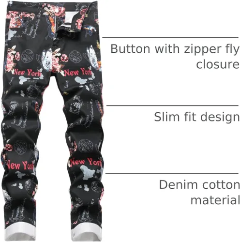 Vista 178 de Enrica Pantalones vaqueros estampados casuales para hombre
