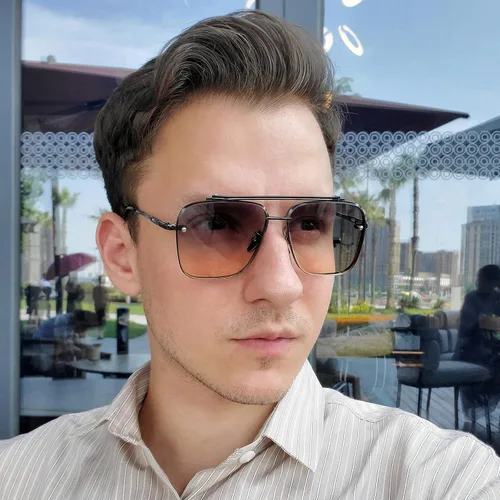 Vista 2 de Gtand Gafas de sol cuadradas de gran tamaño con degradado de aviador para hombres y mujeres gafas de sol de metal vintage de 2480in