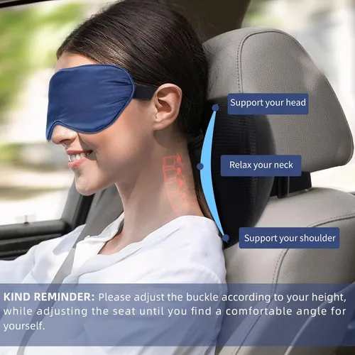 Vista 6 de SPRFUFLY Paquete de 2 almohadas para reposacabezas de coche, almohada de nube para coche con correa ajustable - 100% espuma viscoelástica y funda