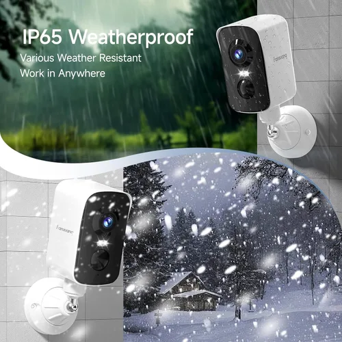 Vista 9 de fanxiang Cámara de seguridad inalámbrica 2K con batería recargable para exteriores, WiFi, rotación panorámica de 300°, detección de movimiento AI