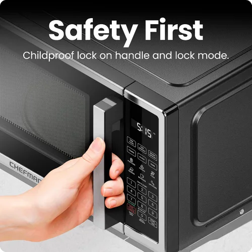 Vista 4 de Horno microondas de sobremesa Chefman 0.7 pies cúbicos de acero inoxidable digital de 700 vatios con 6 menús automáticos, 10 niveles de potencia
