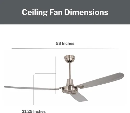 Vista 3 de Craftmade VE58BNK3 Velocity Ventilador de techo de 58 pulgadas Níquel pulido cepillado Níquel cepillado pulido