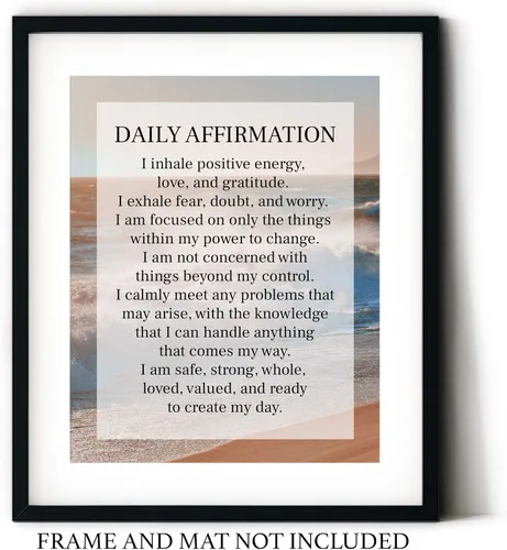 Vista 2 de Daily Affirmation Inspirational Print 8x10 UNFRAMED Motivational Wall Art Ideal for Home or Office Décor Great Modern Typographic Gift for
