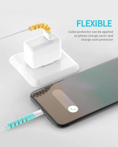 Vista 2 de Protector de cable para almohadilla de teléfono, portátil, protector de cable de silicona, 12 protectores de carga, protector de cable