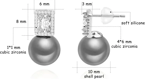 Vista 16 de Aretes colgantes de plata de ley 925 seleccionados a mano AAA+ de 7.5 a 0.315 in con perlas cultivadas de agua dulce blancas para mujer