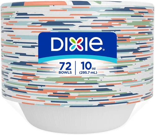Vista 8 de Dixie Cuencos de papel pequeños, 10 onzas, 72 unidades, aptos para microondas, a prueba de remojo, cuencos desechables, ideales para aperitivos