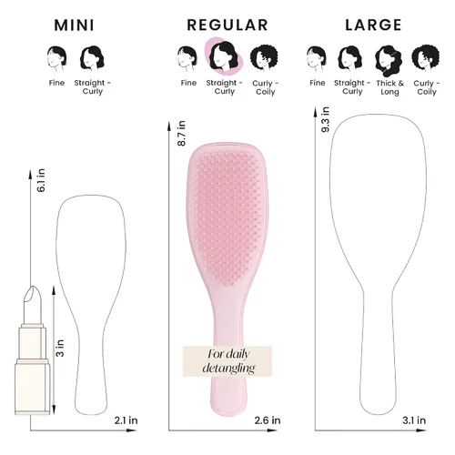 Vista 8 de Tangle Teezer Ultimate Detangler cepillo y botella de spray continuo de niebla fina de tamaño viaje, para todo tipo de cabello, rosa milenario