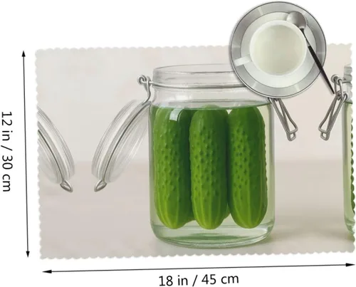 Vista 2 de Rectangular Placemats Set of 4, Heat Resistant Cucumber Printed Kitchen Dining Table Mats