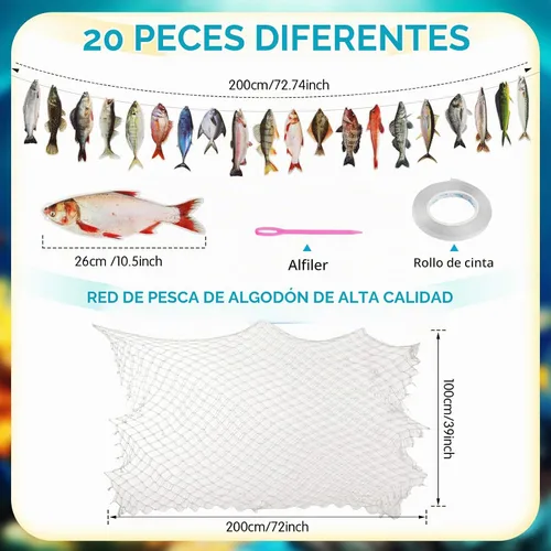 Vista 3 de Glenmal - 20 piezas de decoración de fiesta de cumpleaños de peces