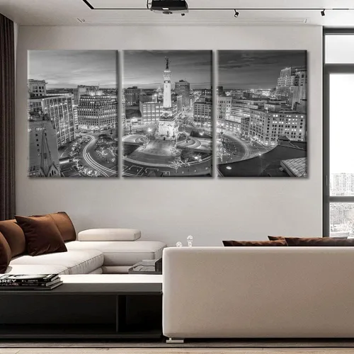 Vista 14 de TUMOVO Cuadros de la ciudad de Nueva York, arte de pared en blanco y negro, 3 paneles, rascacielos del centro de América, impresiones artísticas