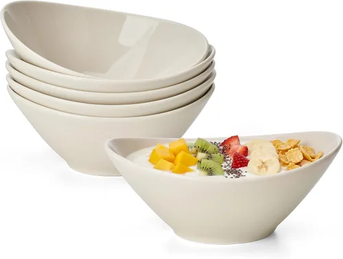 Vista 7 de Teocera Juego de 5 cuencos pequeños de porcelana de 12.7 cm, cuencos pequeños de 6 onzas para postre, helado, aperitivos, para sumergir, Beige