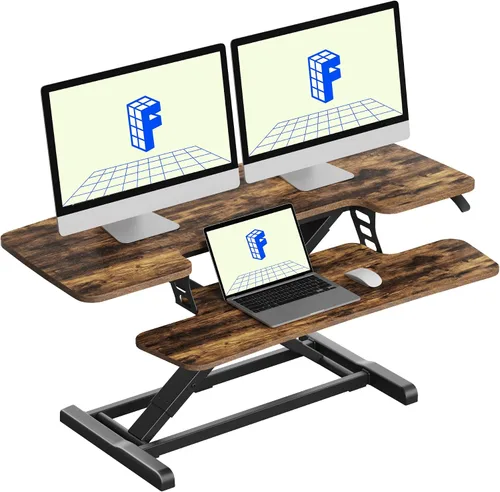 Vista 12 de FLEXISPOT Convertidor de escritorio de pie de 28 pulgadas para espacios pequeños, elevador de escritorio compacto para computadora de pie Negro