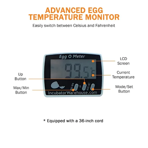 Vista 4 de Egg-O-Meter™ - Termómetro de huevo con pantalla digital grande con memoria mínima/máxima - Termómetro digital con sensor de temperatura
